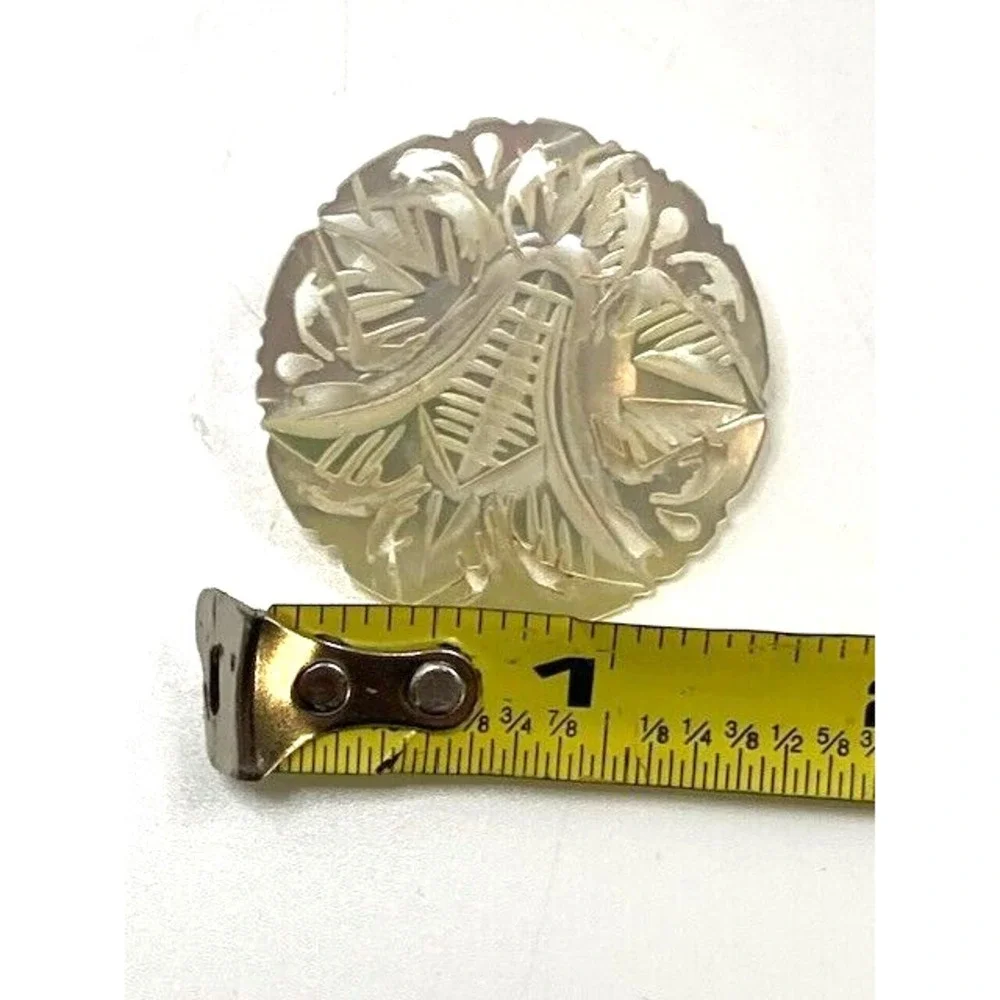 Vintage Intricate Hand Carved Made in Bethlehem Mother of Pearl‎ Star Pin Brooch